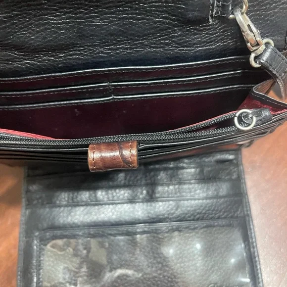 BRIGHTON LEATHERCROC PRINT CROSSBODY BAG ORGANIZER Purse